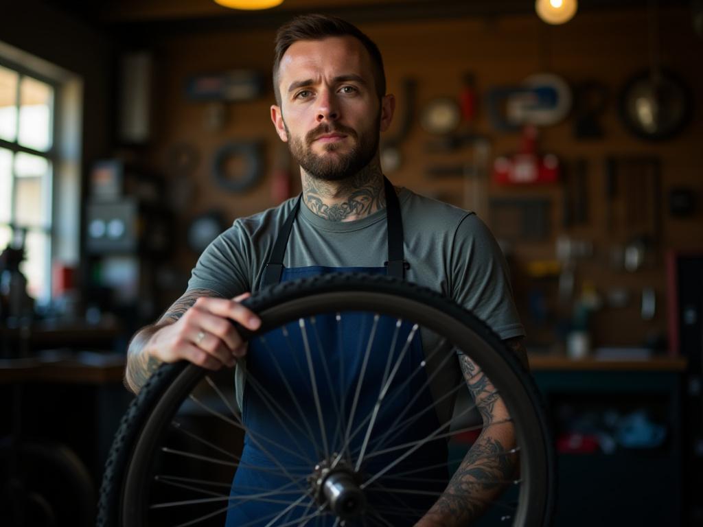 Lead mechanic teaching wheel building
